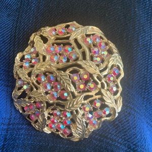 Vintage Sarah Coventry AB rhinestone brooch 2”